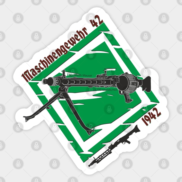 German MG-42 machine gun Sticker by FAawRay